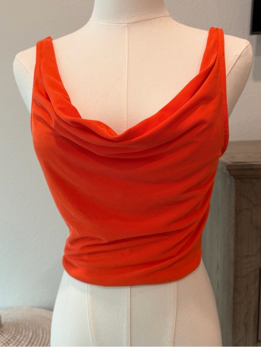 NWT Urban Outfitters Women's Burnt Orange Cowl Next Crop Top Size XS
